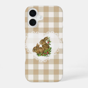 Retro Vintage Coquette Baby Tiere Hase Gingham iPhone 16 Hülle