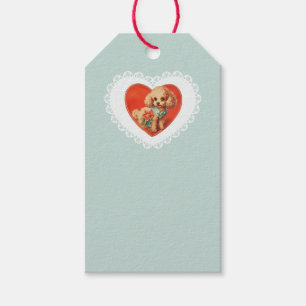 Retro Vintage Coquette Baby Tiere Hund Gingham Geschenkanhänger
