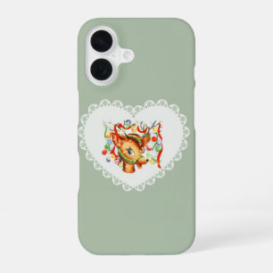 Retro Vintage Coquette Pastell-Baby-Tiere Hirsche iPhone 16 Hülle