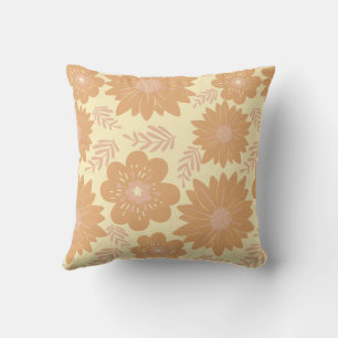 Retro Vintage Creme Orange Blumenmuster Kissen