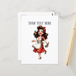 Retro Vintage Dame fügt Text hinzu Postkarte