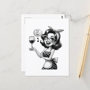 Retro Vintage Dame fügt Text hinzu Postkarte