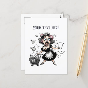 retro vintage Dame Text hinzufügen Postkarte