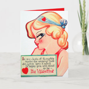 retro-vintage-Dame Valentinstag Feiertagskarte