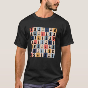 Retro Vintage-Damebrett-Schachfiguren Schach T-Shirt