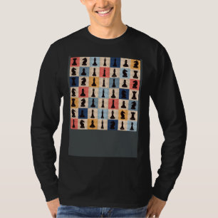 Retro Vintage-Damestein-Schachbrett-Schachfiguren T-Shirt