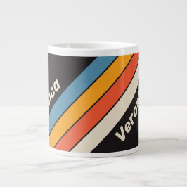 Retro Vintage Dark Rainbow Stripes with Name Jumbo-Tasse
