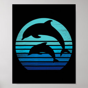 Retro Vintage Delphin-Silhouette-Shirt Poster
