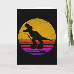 Retro Vintage Dinosaur Eishockey Dinosaurier  Karte