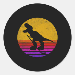 Retro Vintage Dinosaur Eishockey Dinosaurier Runder Aufkleber