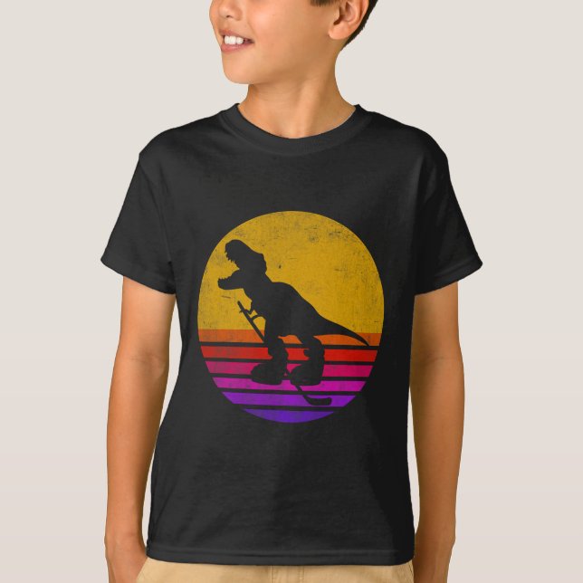 Retro Vintage Dinosaur Ice Hockey Dinosaur  T-Shirt (Vorderseite)