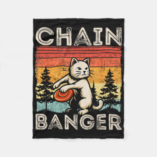 Retro Vintage Disc Golfer Cat Chain Nger Disc Golf Fleecedecke