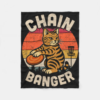 Retro Vintage Disc Golfer Cat Chain Nger Disc Golf Fleecedecke