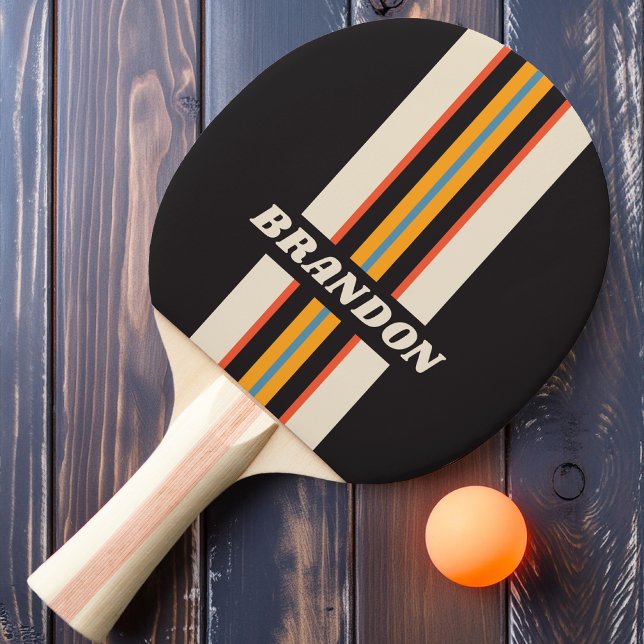 Retro Vintage dunkle Regenbogen-Kundgebung Streife Tischtennis Schläger (Von Creator hochgeladen)