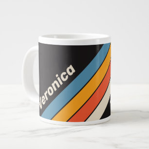 Retro Vintage dunkle Regenbogenstreifen mit Namen Jumbo-Tasse