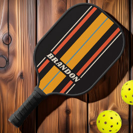 Retro Vintage dunkle Regenbogenstreifen Streifen m Pickleball Schläger