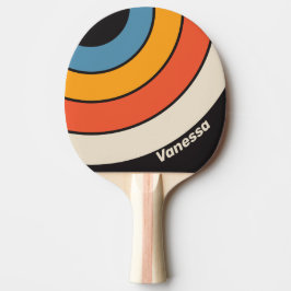 Retro Vintage Dunkler Regenbogen Kreis Streifen mi Tischtennis Schläger