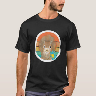Retro Vintage Eichhörnchen mit Blumen Damen Mädche T-Shirt