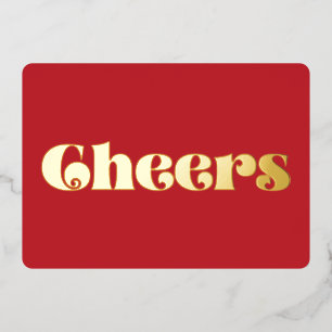 Retro Vintage Einfach Prost Rot und Gold Folien Feiertagskarte