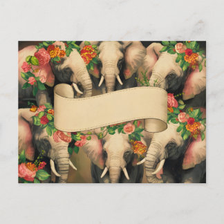 Retro-Vintage Elefanten schreibbar Postkarte