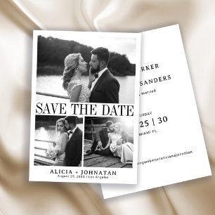 Retro-vintage-elegante Fotocollage-Hochzeit Save The Date