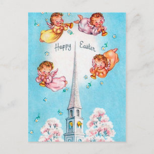Retro-Vintage-Engel-Osterferien-Postkarte Feiertagspostkarte