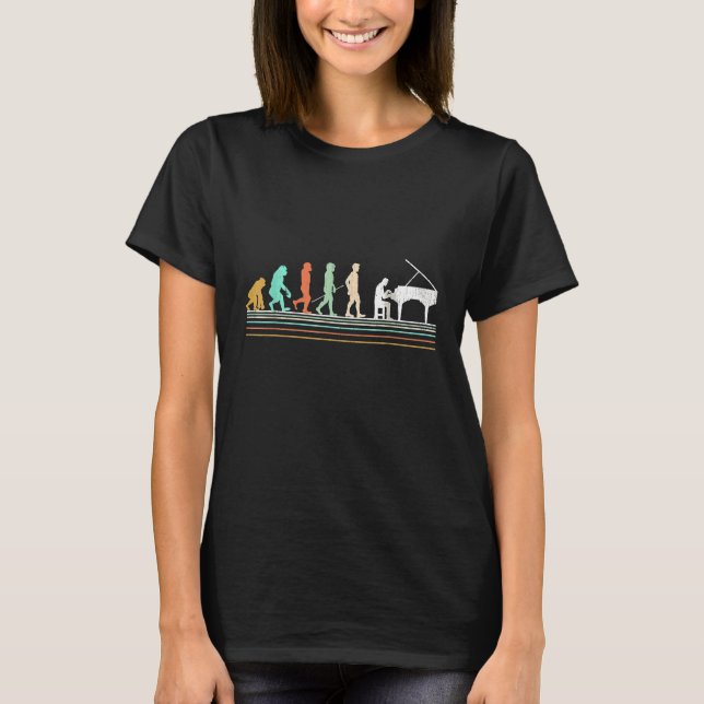 Retro Vintage Evolution Man Funny Piano T-Shirt (Vorderseite)