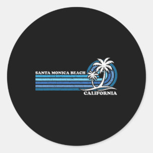 Retro Vintage Family Vacation California Santa Mon Runder Aufkleber