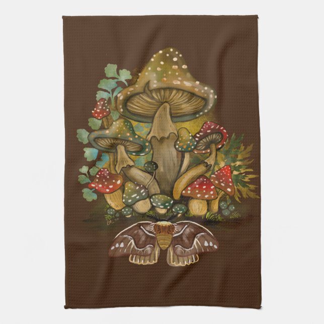 Retro Vintage Farben Pilz & Modekunst Geschirrtuch (Vertikal)