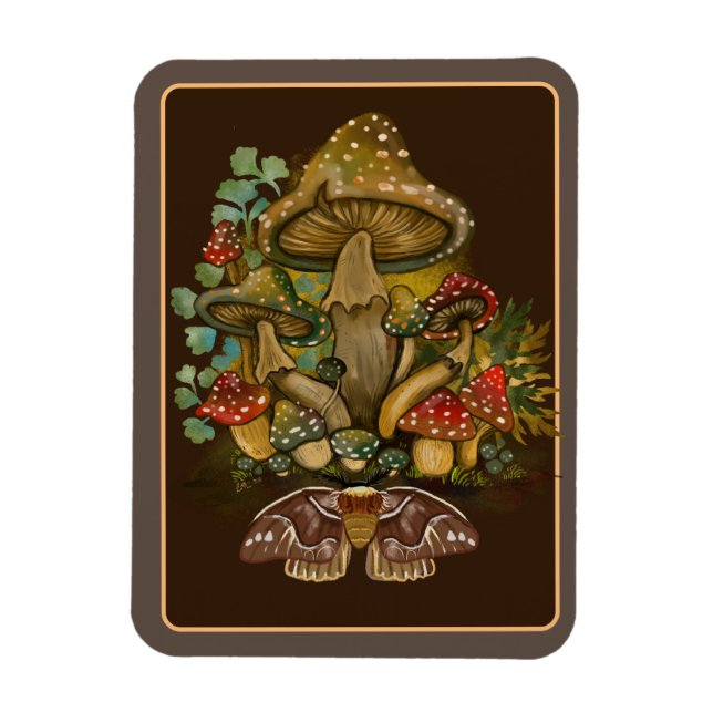 Retro Vintage Farben Pilz & Modekunst Magnet (Vertikal)