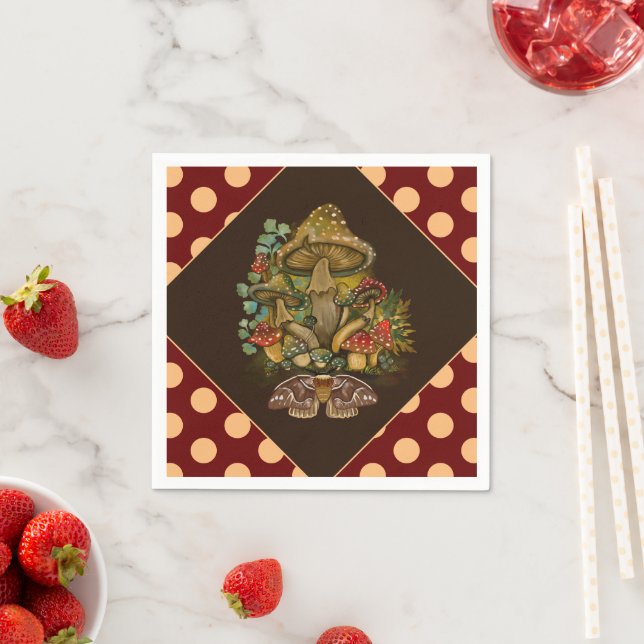 Retro Vintage Farben Pilz & Modekunst Serviette (Beispiel)