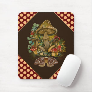 Retro-Vintage-Farben Pilz- und Mottenkunst Mousepad