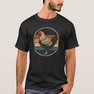 Retro Vintage-Farm-Hühner-Silhouette Kreis T-Shirt