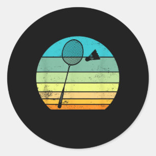 Retro Vintage Federball Schläger Badminton Spieler Runder Aufkleber