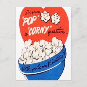 Retro Vintage Feiertag Valentinstag Popcorn Postka Feiertagspostkarte