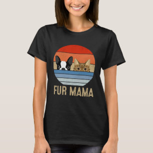 Retro Vintage Fell Mama Hund und Katze Mom Furmama T-Shirt