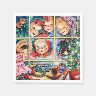 Retro-Vintage Fensterläden Weihnachten Serviette