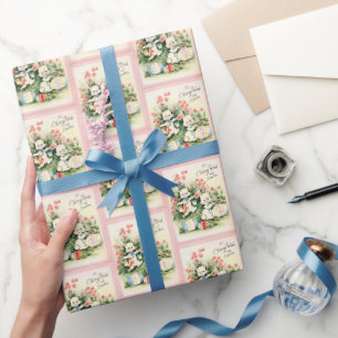 retro-vintage-fliesiges Osterhase-Fest Geschenkpapier