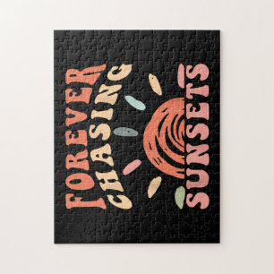 Retro Vintage Forever beim Jagen von Sonnenuntergä Puzzle