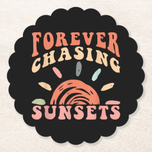Retro Vintage Forever beim Jagen von Sonnenuntergä Untersetzer
