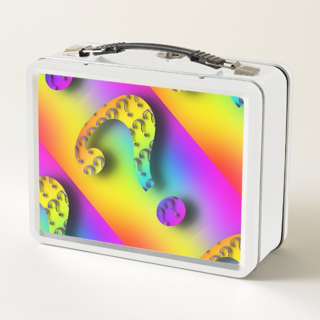 Retro Vintage FRAGE MARK Retro Vintag Metall Brotdose (Rückseite)