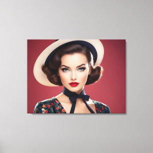 Retro-Vintage-Frau Leinwanddruck