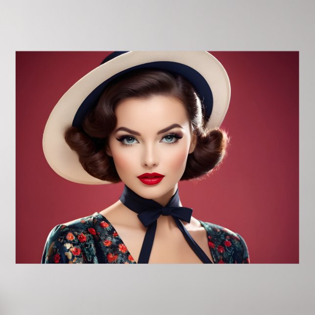 Retro-Vintage-Frau Poster (Vorne)