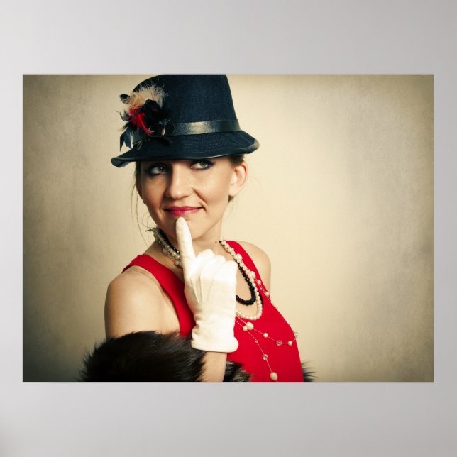Retro-Vintage-Frau Poster (Vorne)