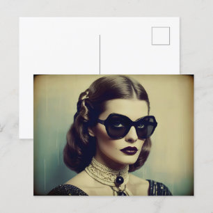 Retro-Vintage-Frau Postkarte