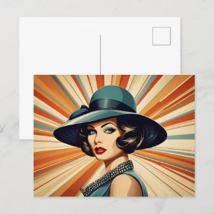 Retro-Vintage-Frau Postkarte