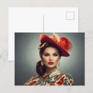 Retro-Vintage-Frau Postkarte