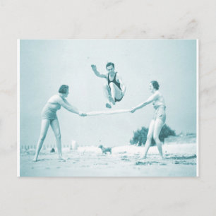 Retro Vintage Frauen am Strand Baden Postkarte
