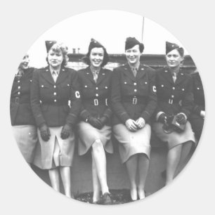 Retro Vintage Frauen in Uniform Militärfrauen Runder Aufkleber