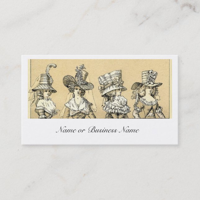 Retro Vintage Frauen-stilvolle Mode-Kleiderhüte Visitenkarte (Vorderseite)
